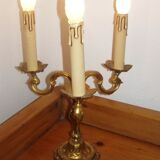 Paire de lampes de table 3 feux en bronze style Louis XV