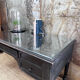 Bureau XIXeme laqué noir et sous main verre biseauté
