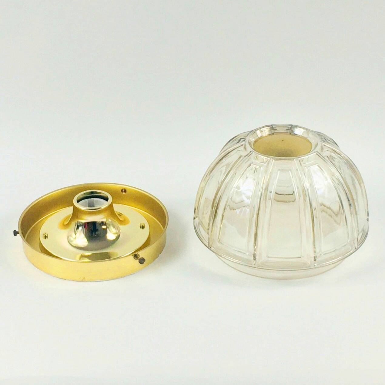 Mid-Century Glass & Brass Ceiling Light from Limburg, Germany, 1960s