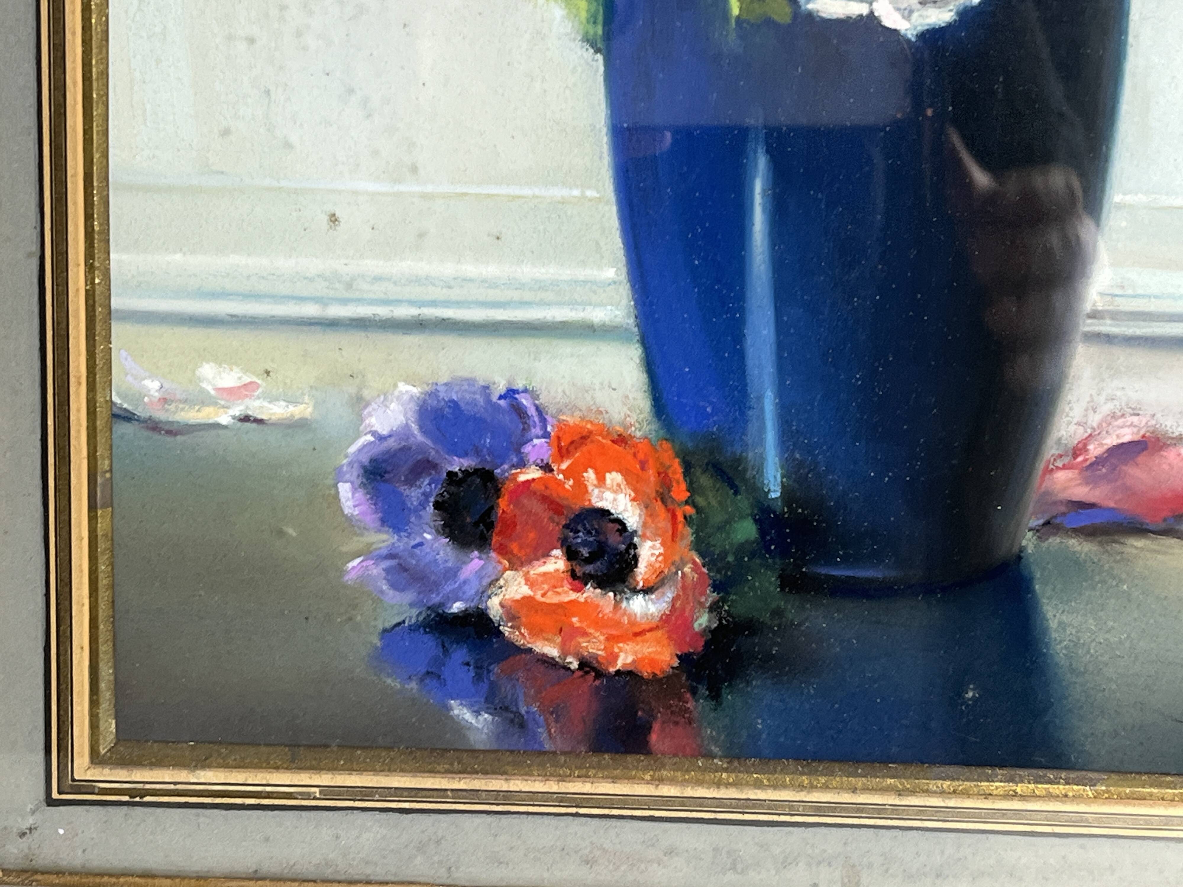 BURON Henri, Pastel still life bouquet of anemones signed around 1950
