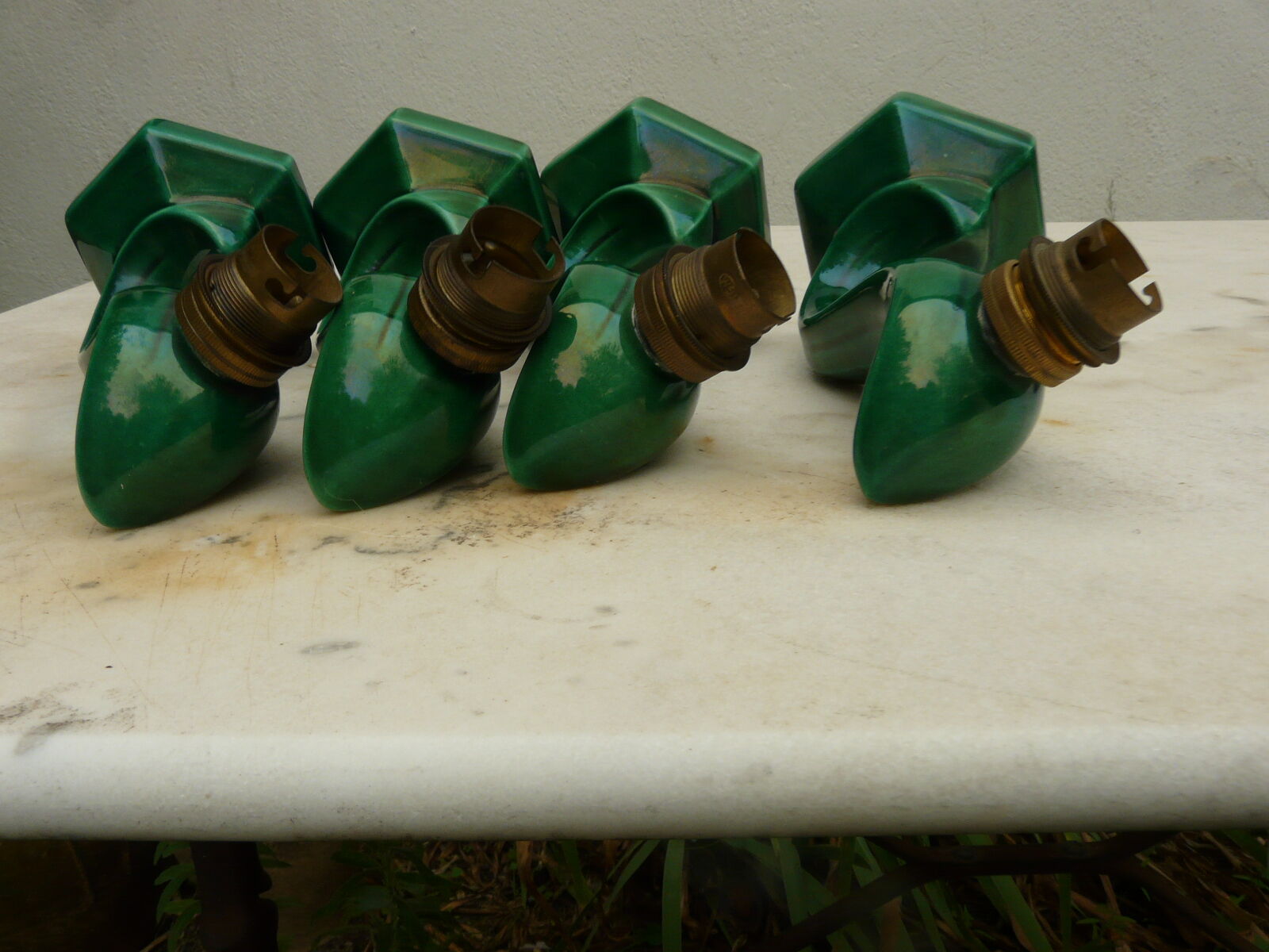 Art deco green ceramic sconce