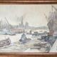 Watercolor by guy marc (1918-1995). port of rouen, 1974