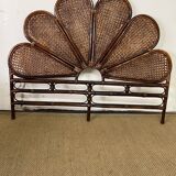 Rosette headboard in vintage rattan and canework