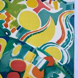 Original lithograph signed by jacques lagrange, abstract composition (landscape), 1974