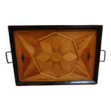 Antique wooden tray with inlay