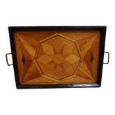 Antique wooden tray with inlay