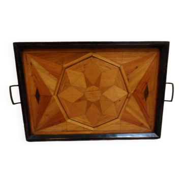 Antique wooden tray with inlay