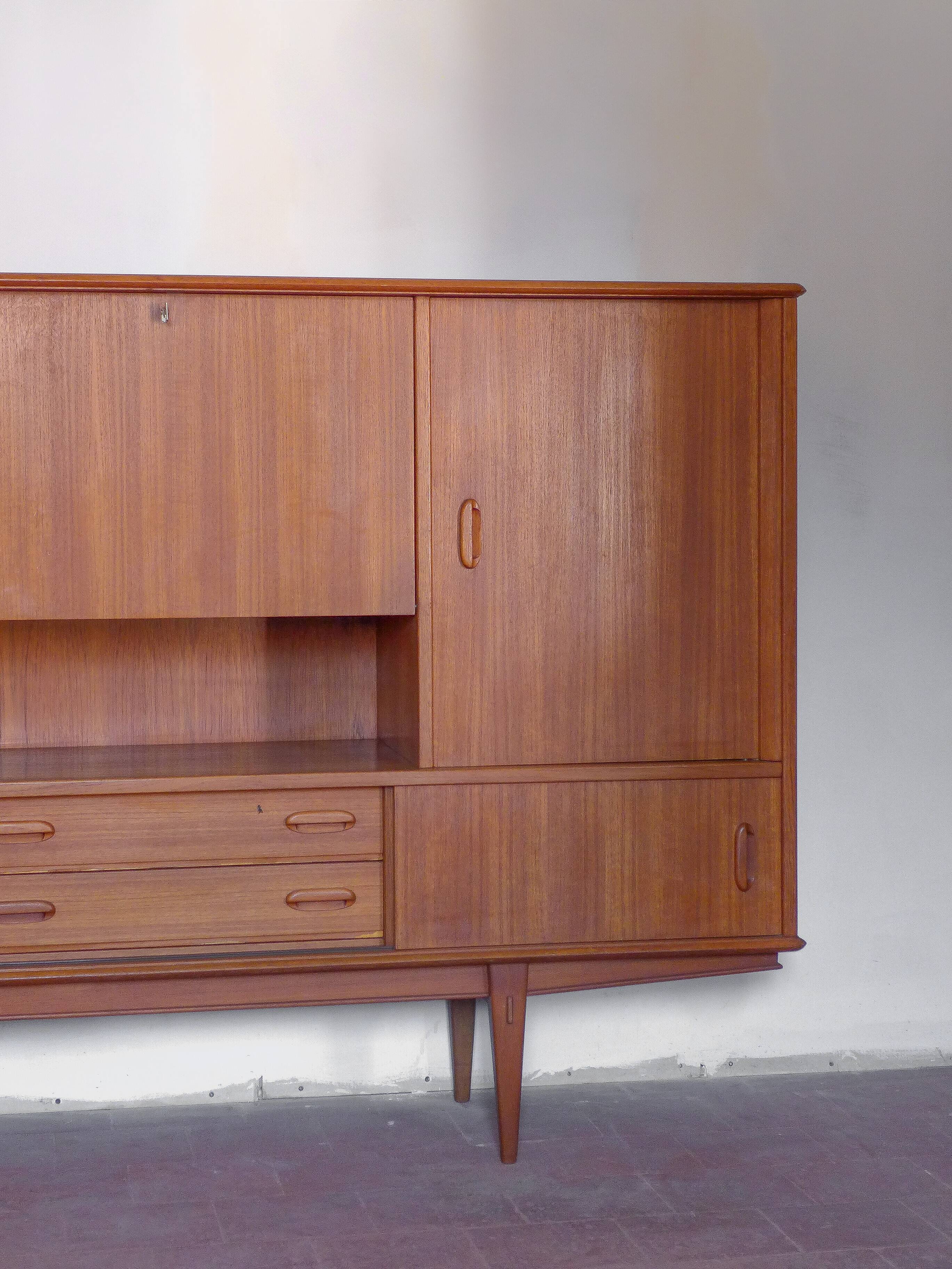 Arno wooden sideboard, Scandinavian teak wood sideboard, vintage storage unit