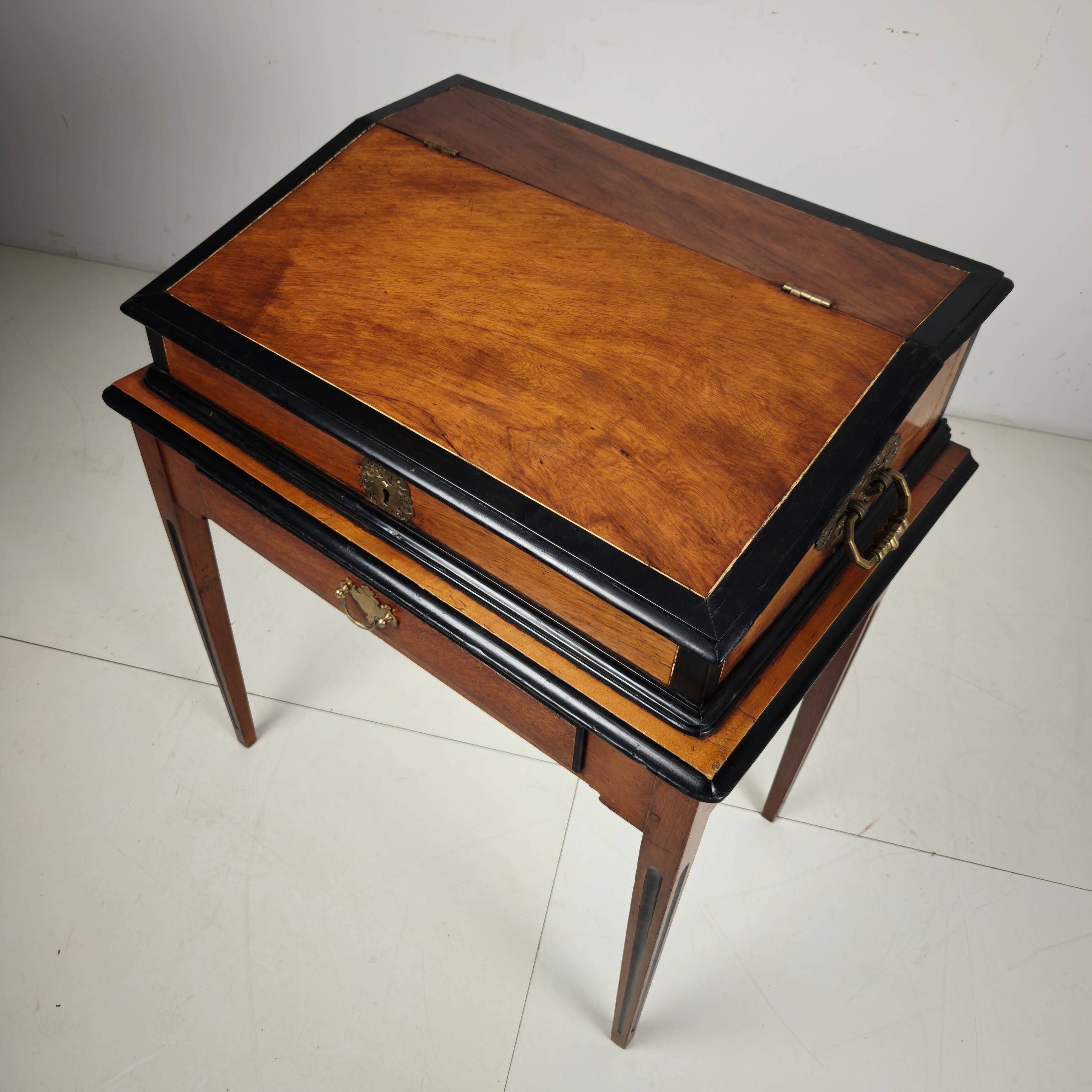 18th Century Indonesian Amboyna & Ebony Portable Writing Desk, custom stand