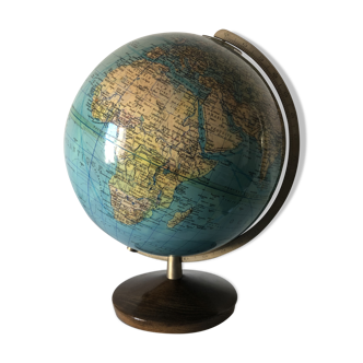 Grand globe terrestre allemand Colomb 39cm vintage 1960