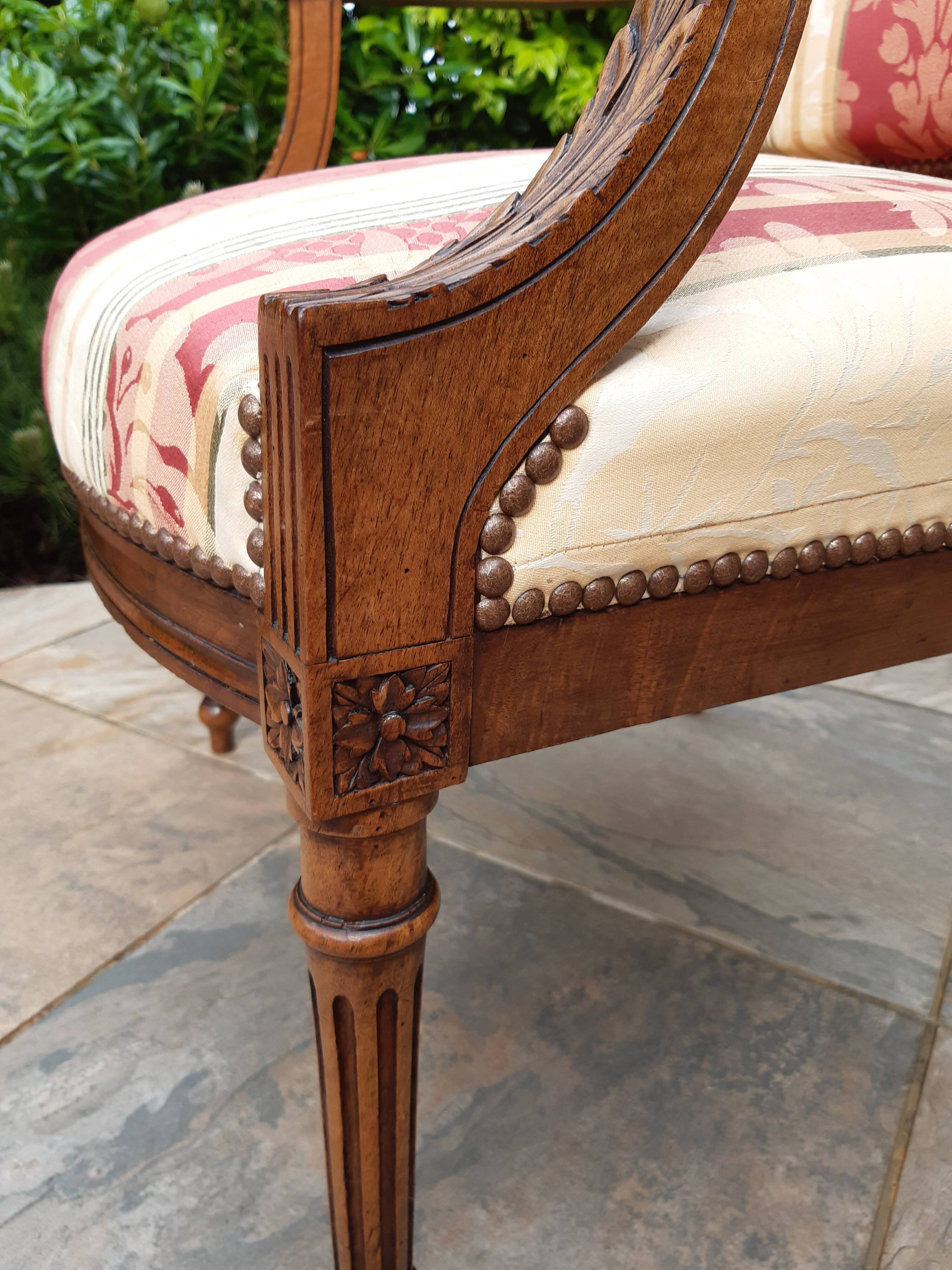 Walnut chair, LouisXVI style, late 19th