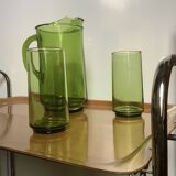 Drinks service (carafe and 6 glasses, Italy) from the 60s/70s