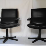 Office armchair in leather by Jean Louis Berthet pure Mobilier International, 80s