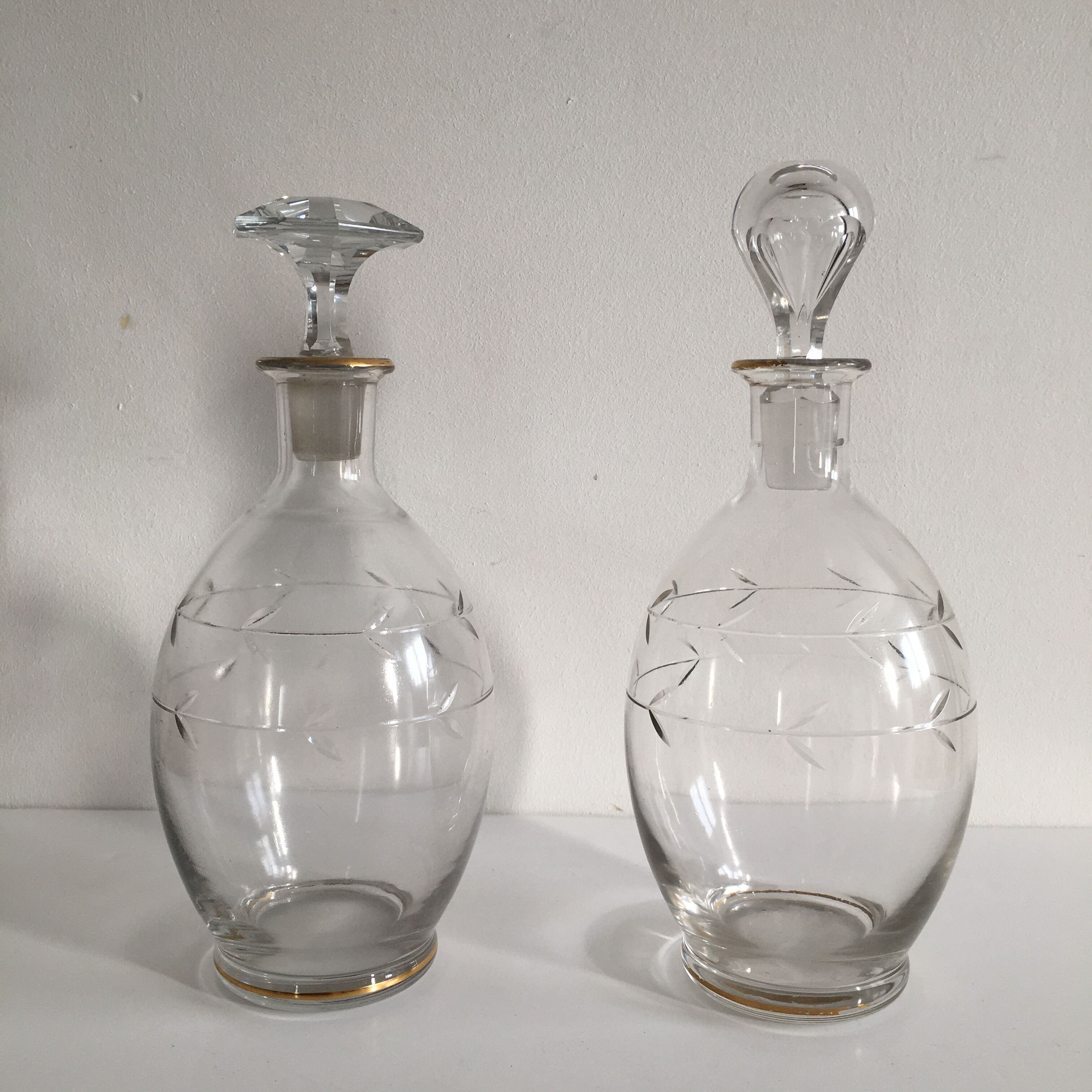 Suite of two vintage carafes