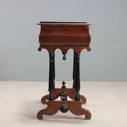 Antique sewing table in painted poplar with walnut effect, Italy, late 19th century.