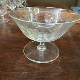 Art Nouveau Set of 32 Crystal Glasses - Engraved and Frosted Floral Pattern