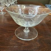 Art Nouveau Set of 32 Crystal Glasses - Engraved and Frosted Floral Pattern