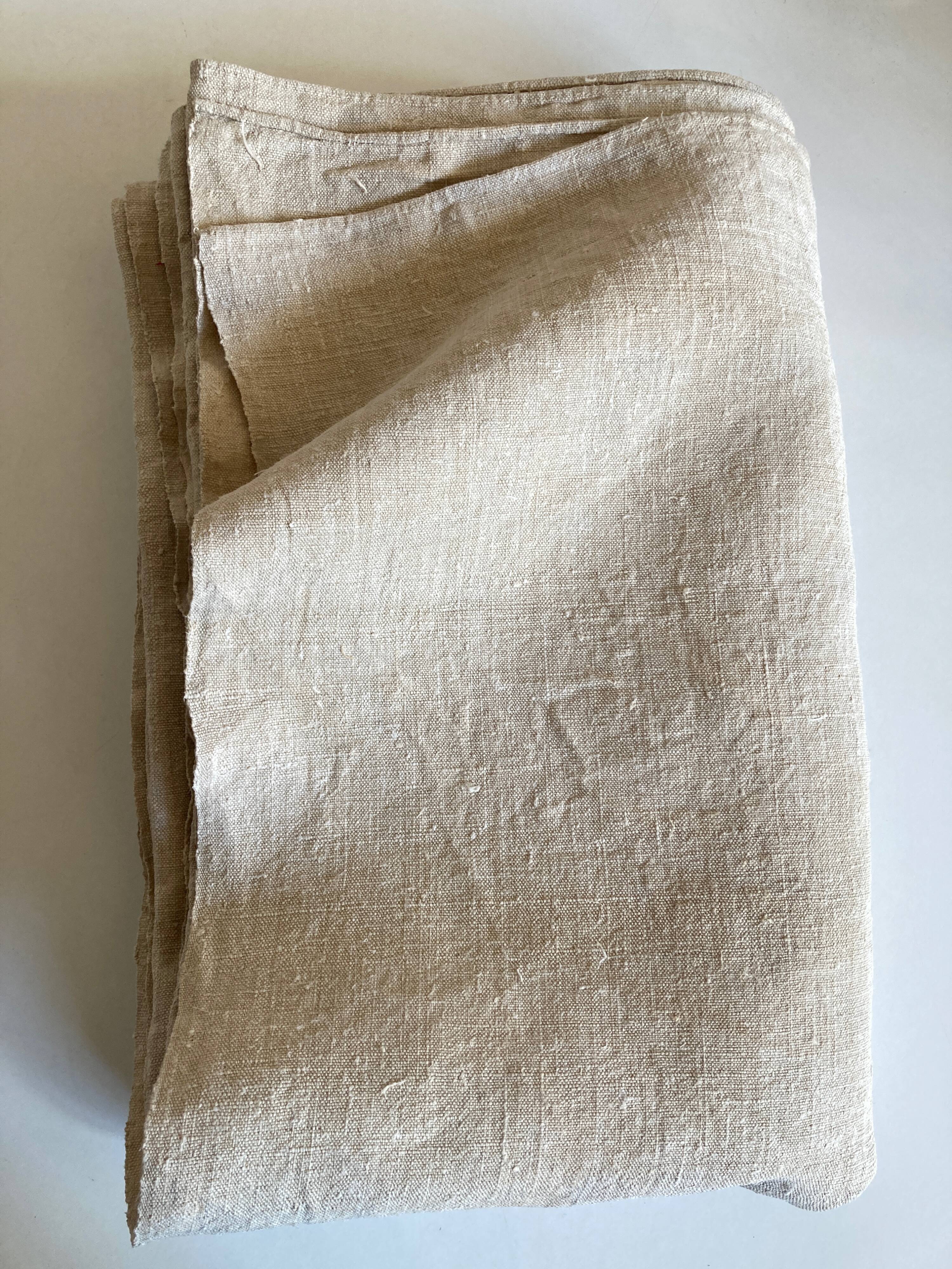 Raw hemp tablecloth 19th trousseau reserve 2m x 2m