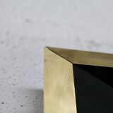 Jean-Claude Mahey mirror. Black lacquered wood and gold metal. 1970