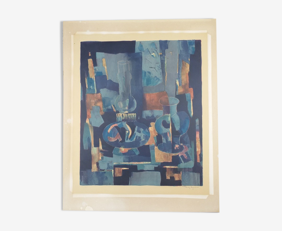 Original color lithograph Toni Agostini, still life