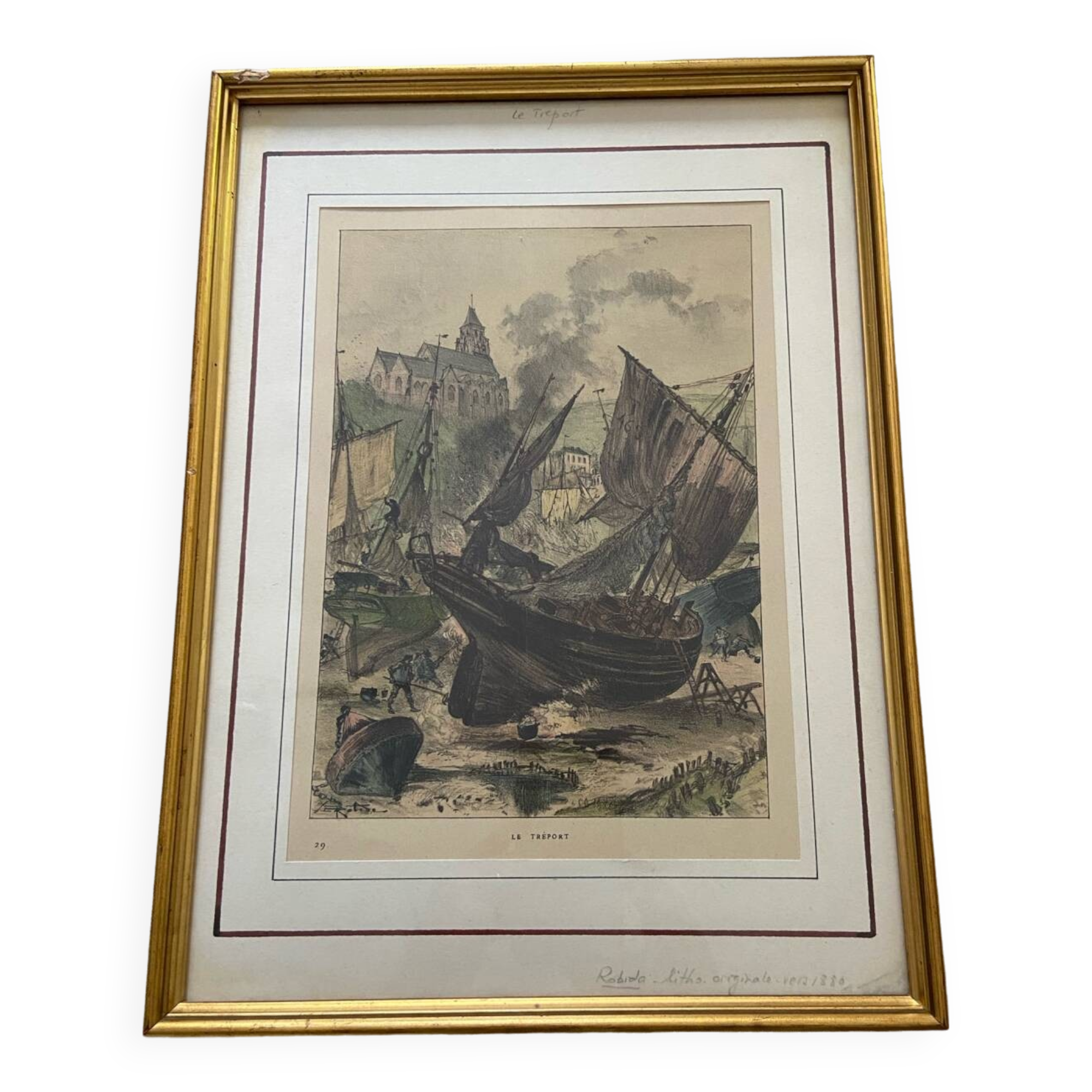 Lithographie originale Le Tréport - Robida