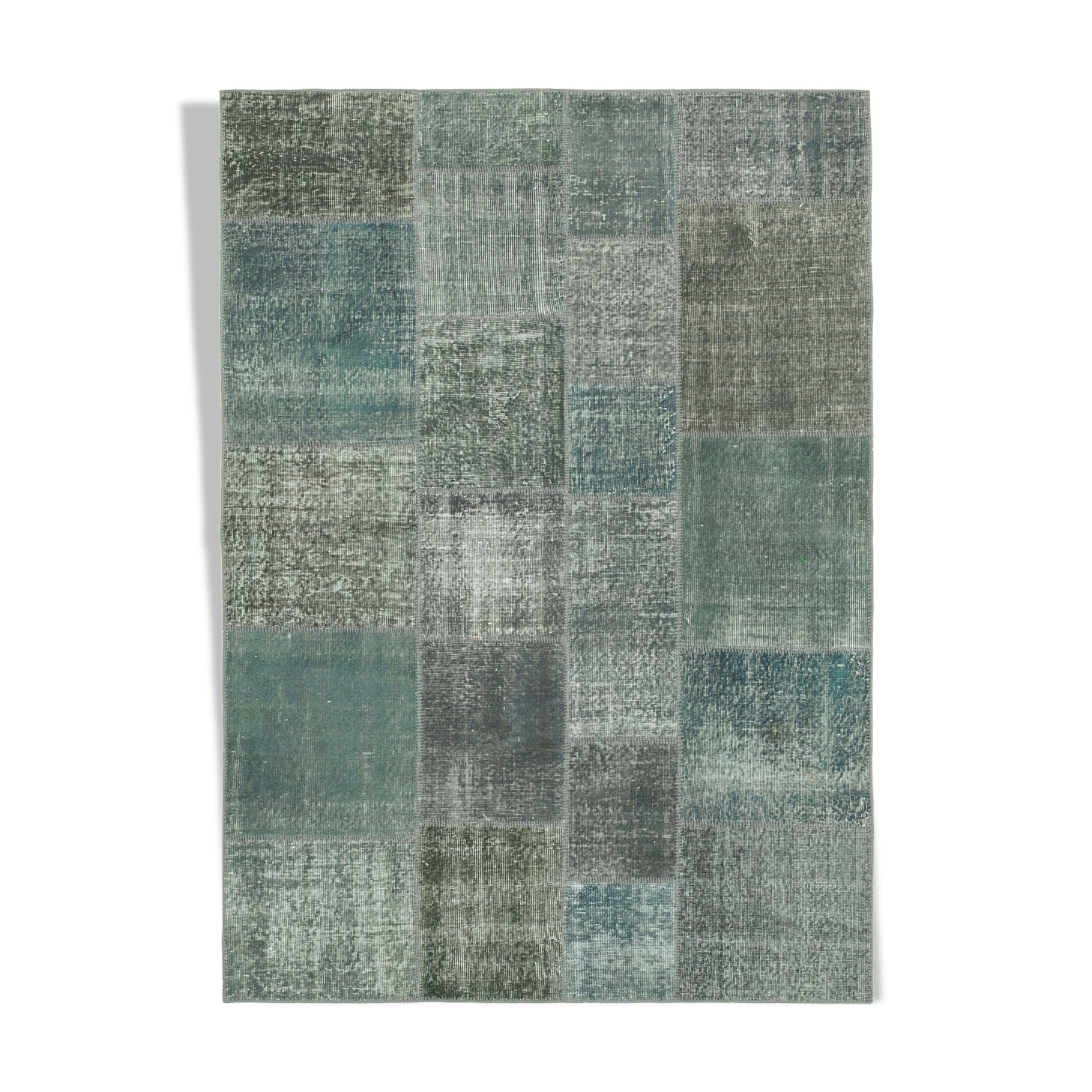 Handmade anatolian overdyed 170 cm x 240 cm grey patchwork carpet