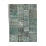 Handmade anatolian overdyed 170 cm x 240 cm grey patchwork carpet