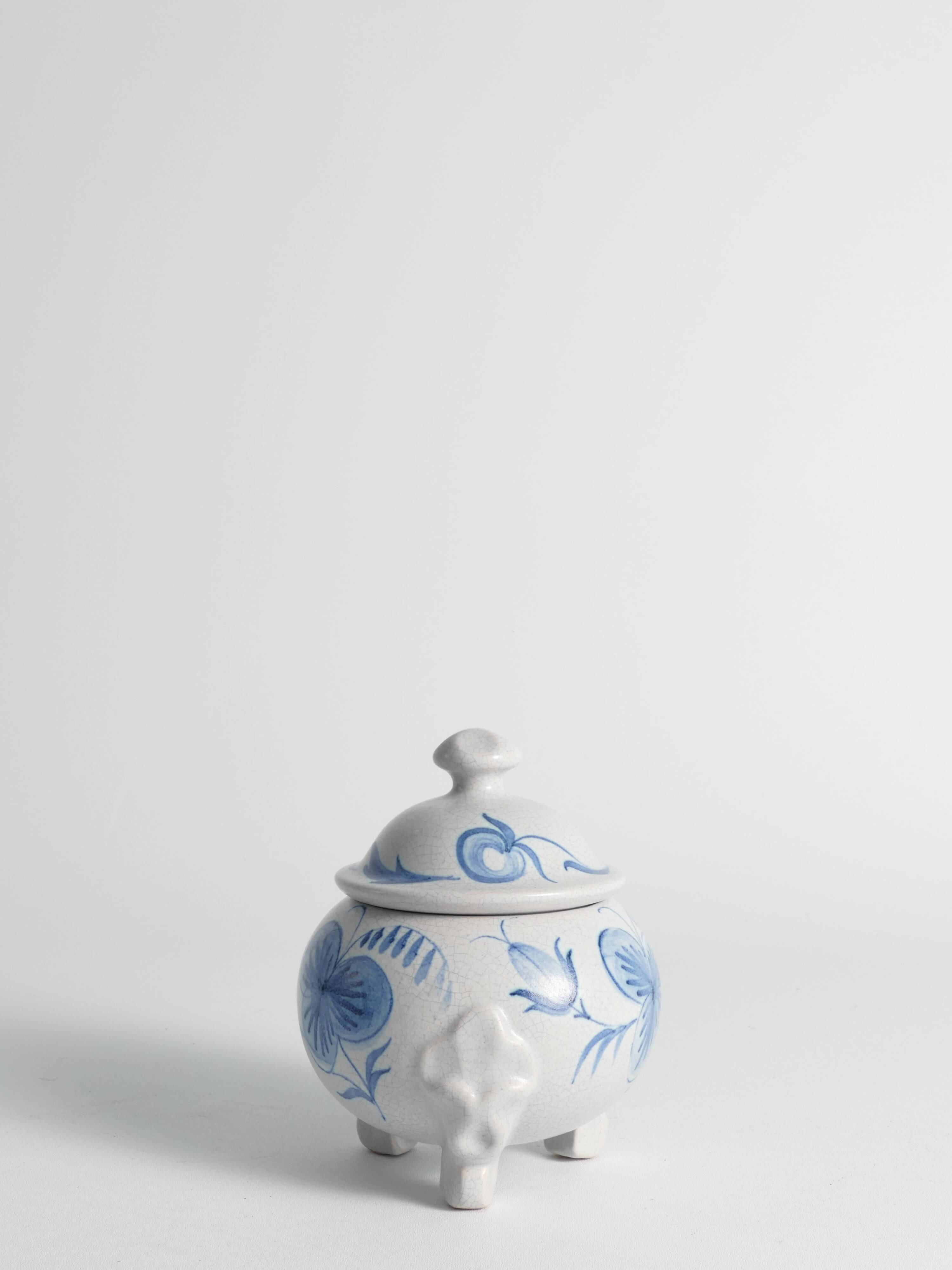 Swedish Grace French Blue Floral Decor Bonbonniere by Allan Eberling, Bo Fajans