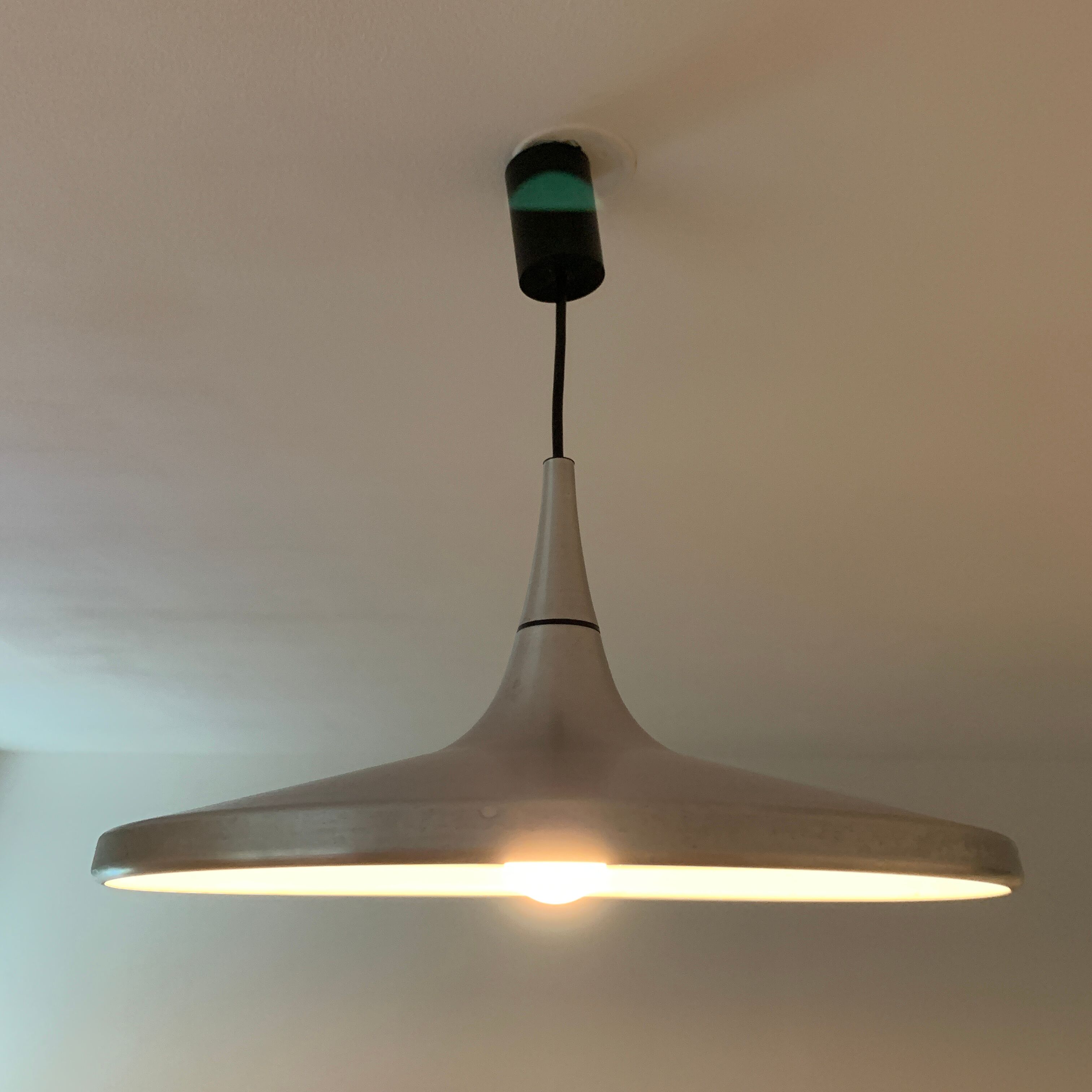 Erco vintage aluminum brushed scandinavian space age style suspension