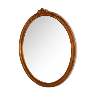 Ancien miroir rond doré 34x46cm