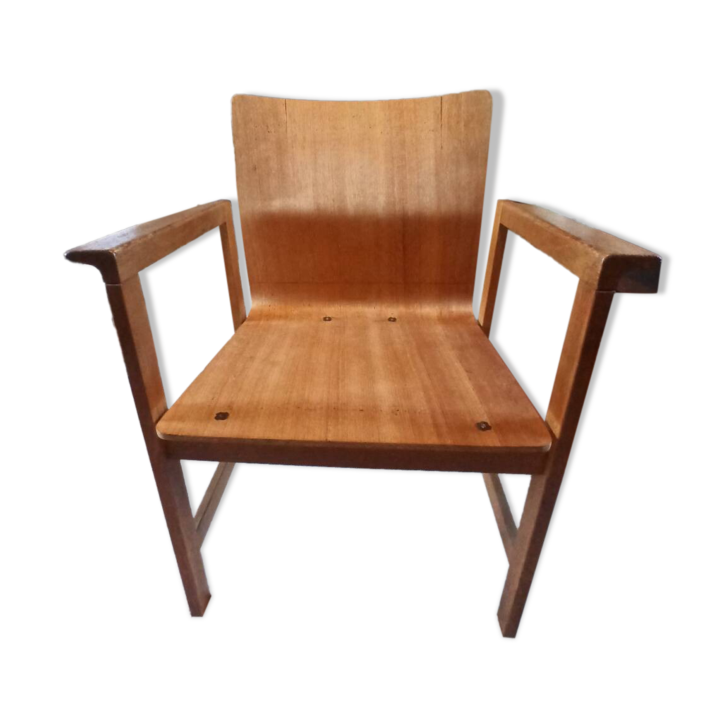 Fauteuil en chêne clair et contreplaqué moulé scandinave