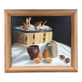 Tableau nature morte pots et légumes