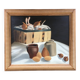 Still life painting of pots and vegetables