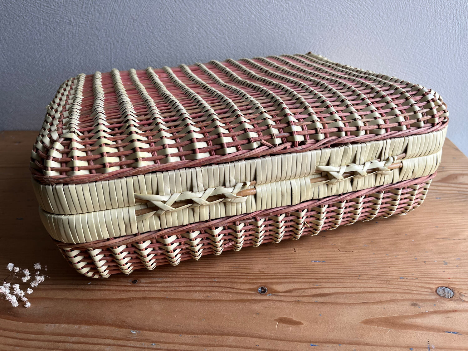 Vintage wicker suitcase