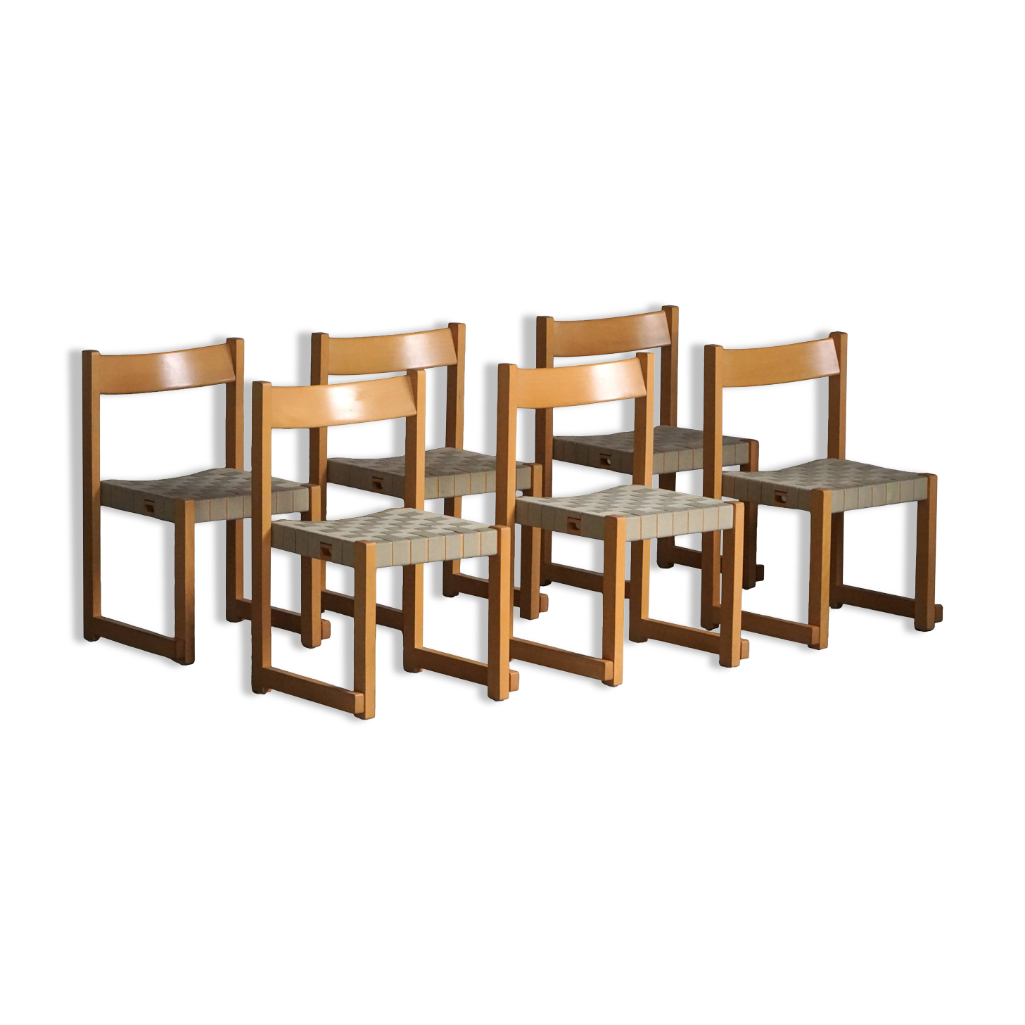Hans J. Wegner, 'Koldinghus' chairs in beech with woven seat, set of 6, 1988