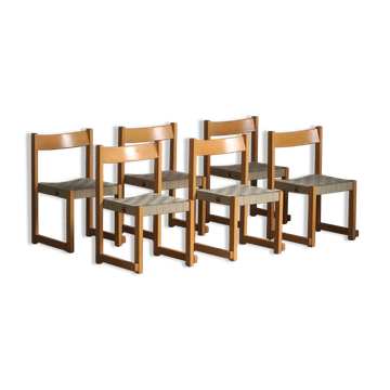 Hans J. Wegner, 'Koldinghus' chairs in beech with woven seat, set of 6, 1988