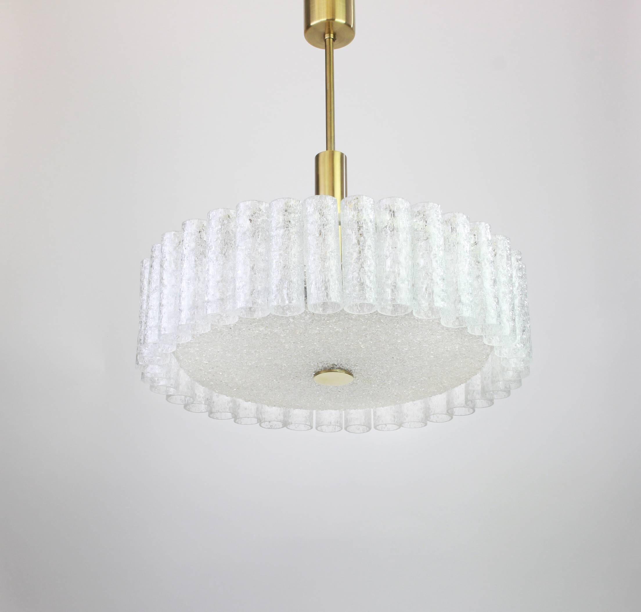Large frosted glass chandelier tubes from Murano by Doria, Germany, 1970s.