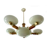 Art deco chandelier, glass, wood and glass, 30s