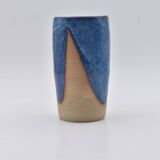 Lot de 3 vases grès émail bleu