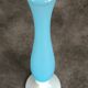 Vase soliflore in opaline turquoise blue color and white foot 24 cm