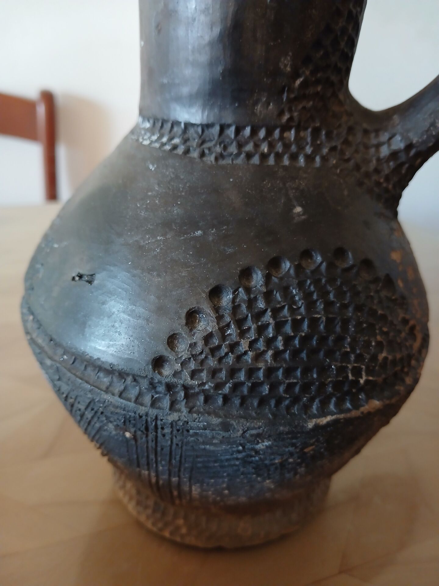 Vase / Old smoked terracotta jug — Handmade ceramics