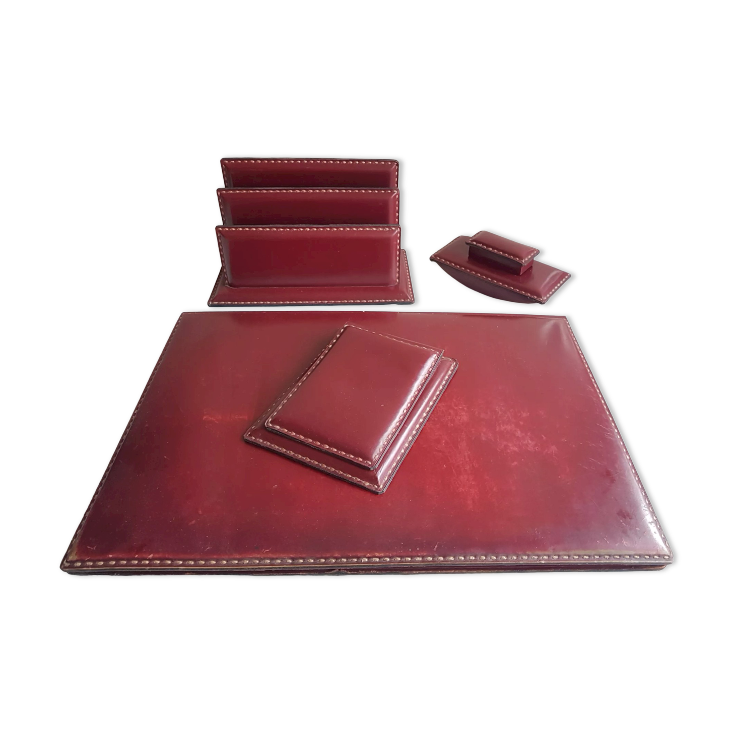 Parure bureau cuir vintage