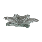 Large French Floral Crystal Glass Shell Bowl by Art Vannes, France, 1970s