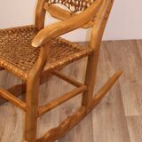 Vintage rocking chair in solid wood 1950
