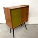 Vitrine petit meuble bois blond vintage années 60