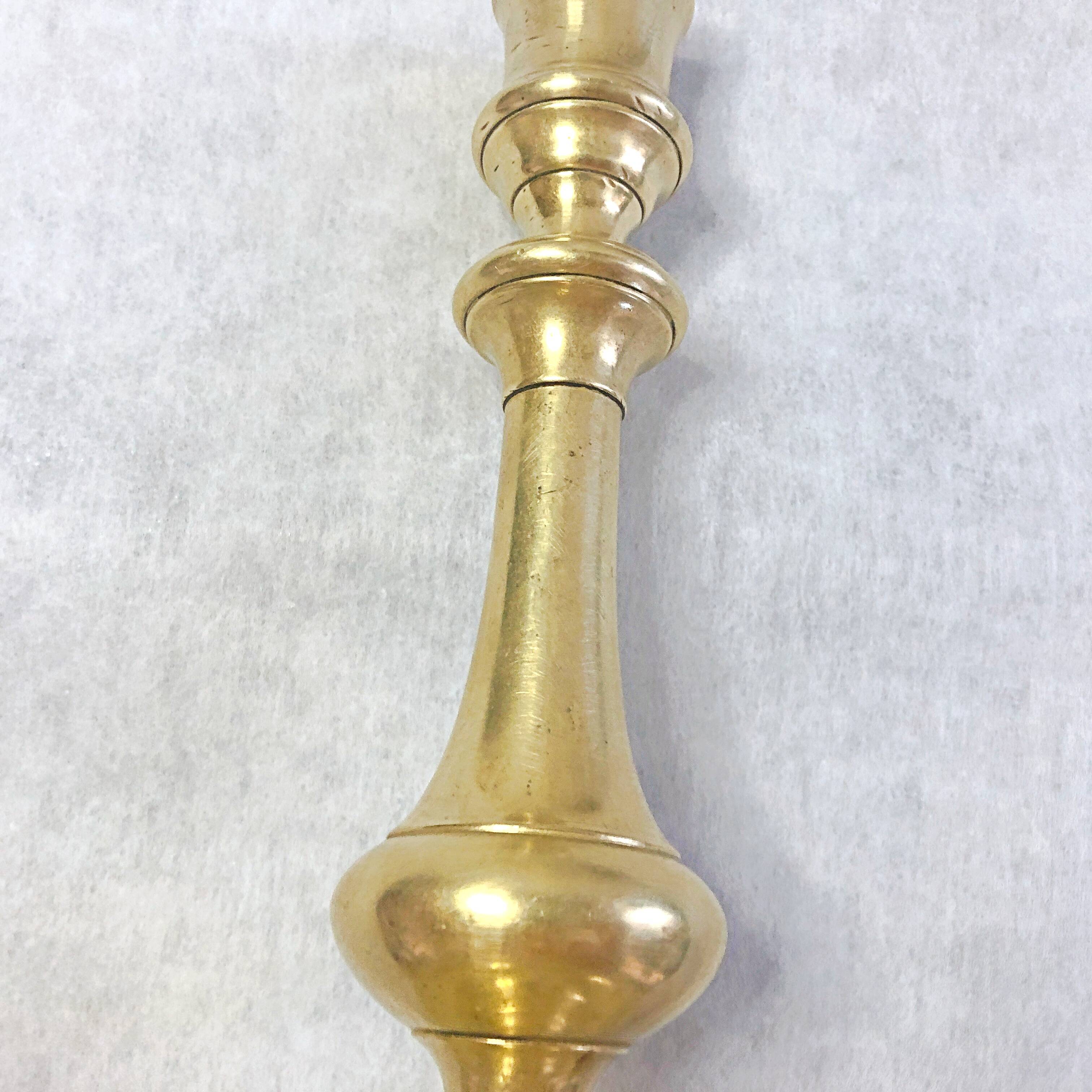 19th century gilded copper torch candle holder