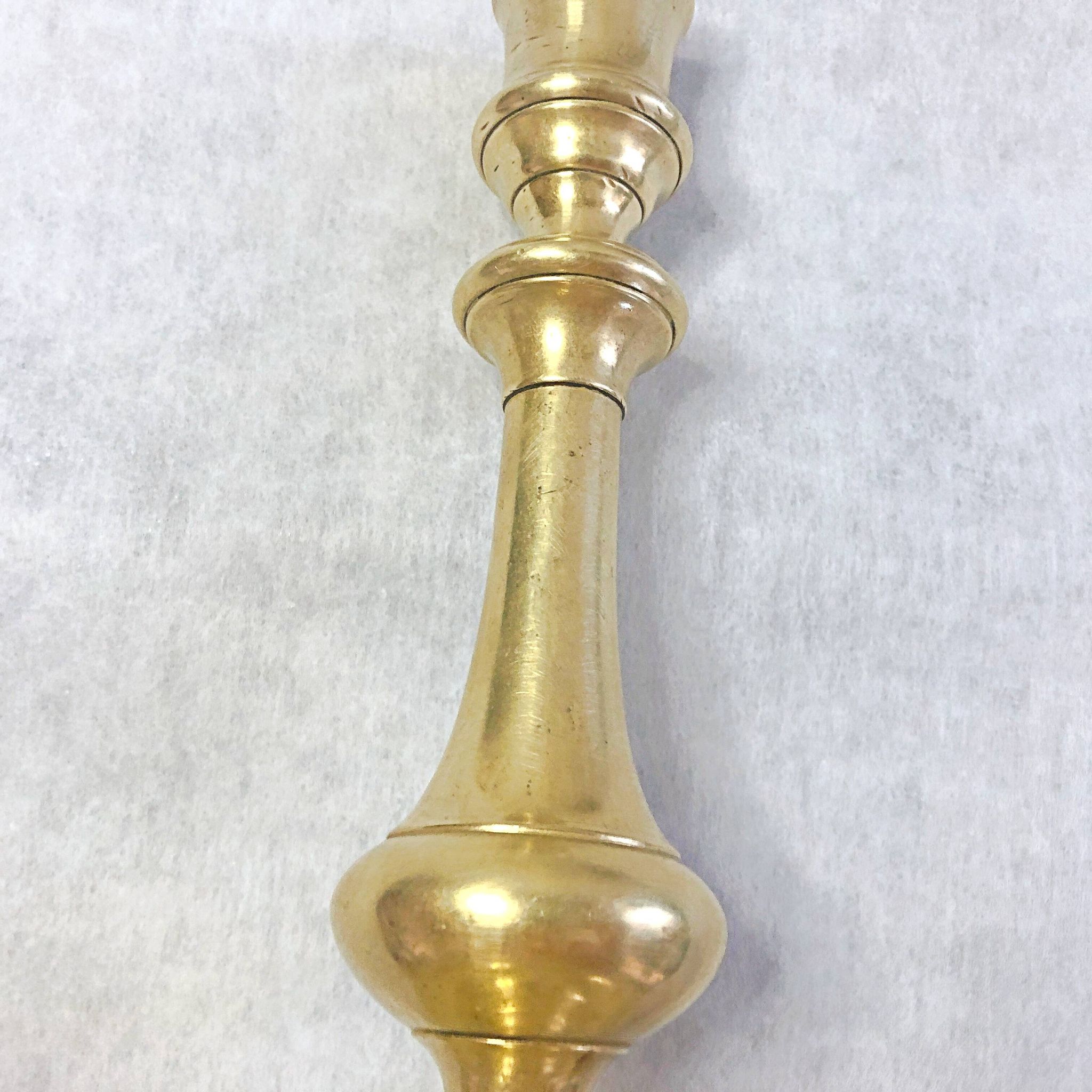 19th century gilded copper torch candle holder