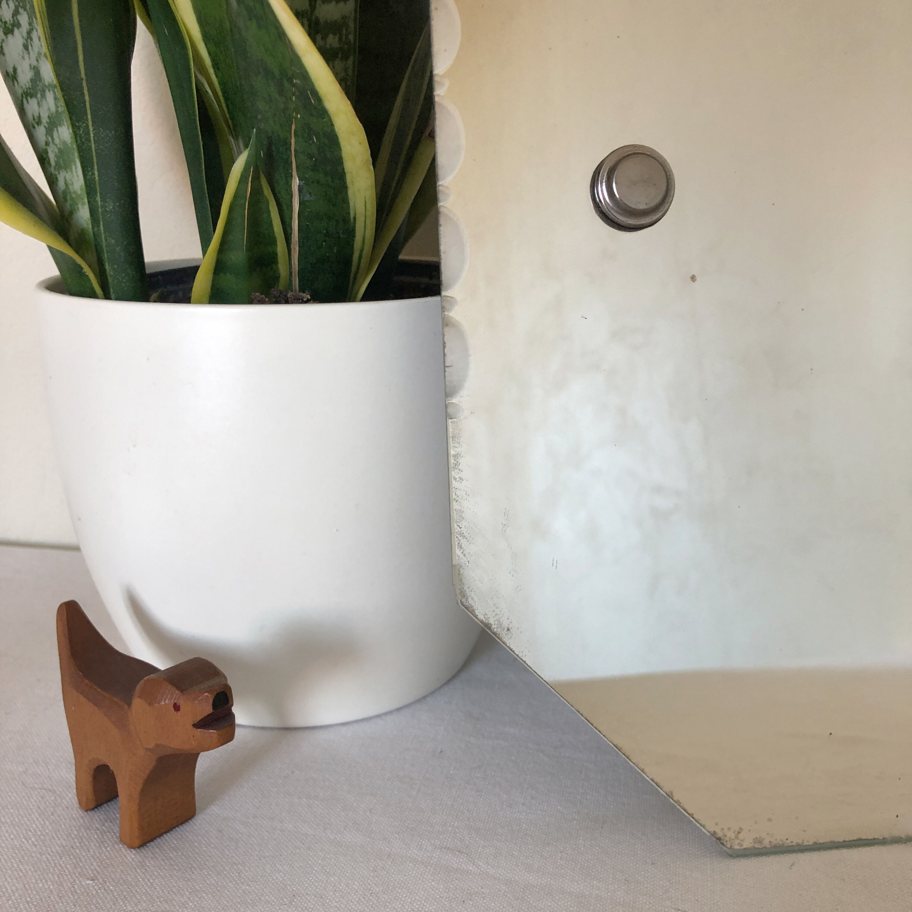 Octagonal antique beveled wall mirror