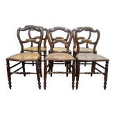 Set of 6 Louis-Philippe caned walnut chairs, 19th century.