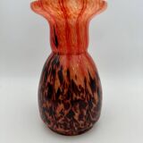 Orange and brown speckled glass vase, Clichy style